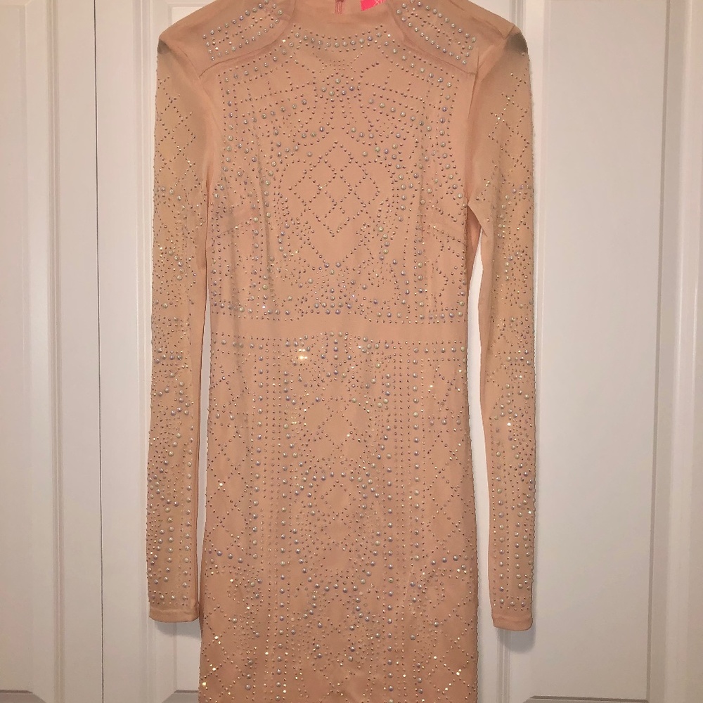 Rhinestone embroidered dress ‘blush’